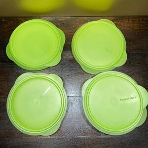 Set of 4 Green Tupperware Flatout‎ Expandable Bowls with Lids
